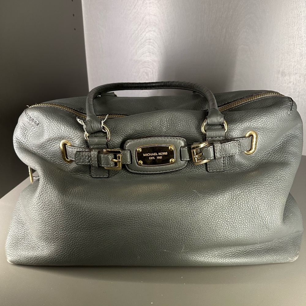Large Michael Kors Grey Leather Handbag